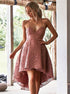 Spaghetti Straps Sweetheart High Low Lace with Pocket Prom Dresses LBQ1617